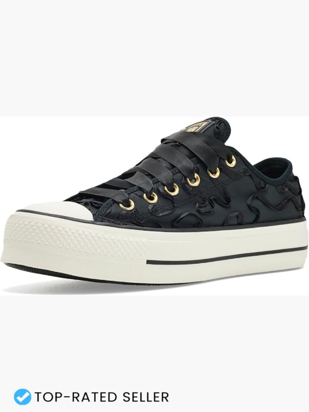 Platform Low Top Sneakers Ribbon Embroidered Cushioned Lace-Up Casual Chic